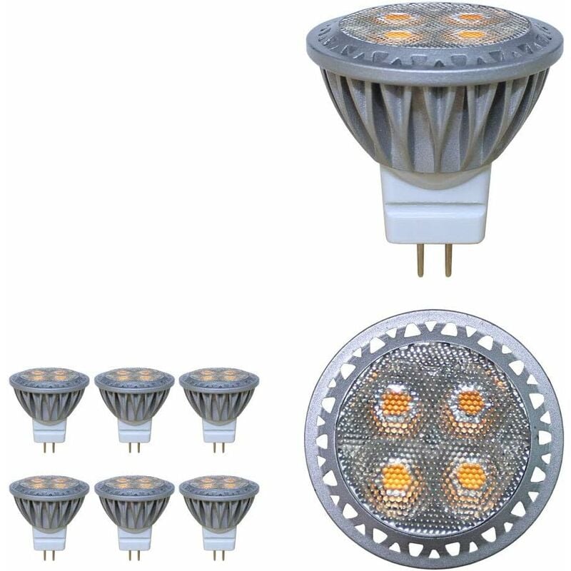 Ampoule led MR11 GU4 spot 3 w 12 volts Super Bright égal à ampoule halogène 35 w 280LM 30 ° Angle de faisceau Blanc froid 6000K Lot de 6 unités