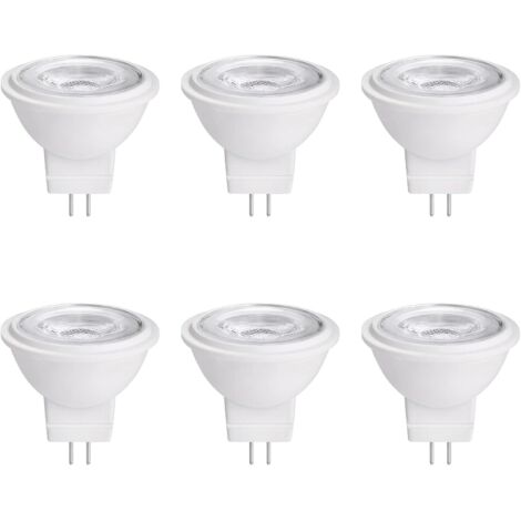 Ampoule LED MR11 GU4.0 à double broche, 3 W, 12 V AC/DC, spot LED basse tension, lumière blanc chaud 2700 K-3000 K, lot de 6
