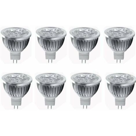 Ampoule LED MR16 4W 12V Spot LED 4W, adapté aux éclairages paysagers, culot MR16 GU5.3, 12V, 4W (équivalent halogène 35W), blanc chaud 3000K, 8 packs