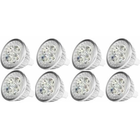 Ampoule LED MR16 4Watt Ampoule spot LED 12V 4W culot MR16 GU5.3, utilisée pour l'éclairage paysager, équivalent à une lampe halogène de 50 watts, blanc froid, 8 packs