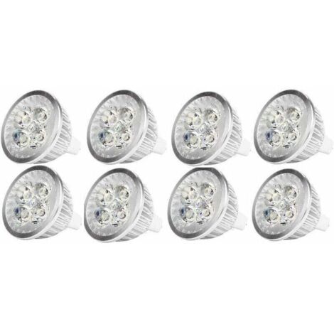 Ampoule LED MR16 4Watt Ampoule spot LED 12V 4W culot MR16 GU5.3, utilisée pour l'éclairage paysager, équivalent à une lampe halogène de 50 watts, blanc froid, 8 packs