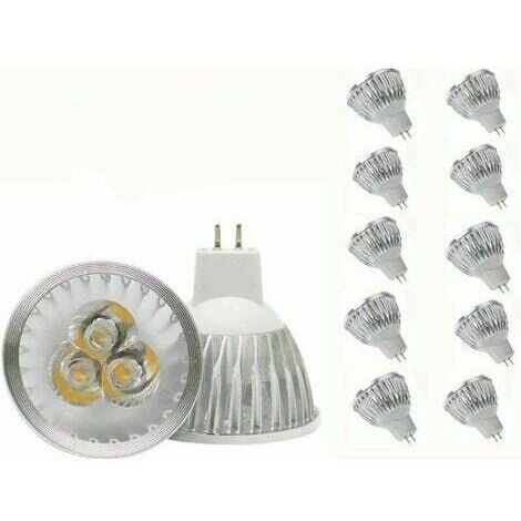 Ampoule LED MR16 Ampoule LED MR16 3W blanc chaud GU5.3 Ampoule LED MR16 12V 3W Ampoule spot LED, adaptée à l'éclairage paysager sur rail encastré, équivalent halogène 20W, 10 packs