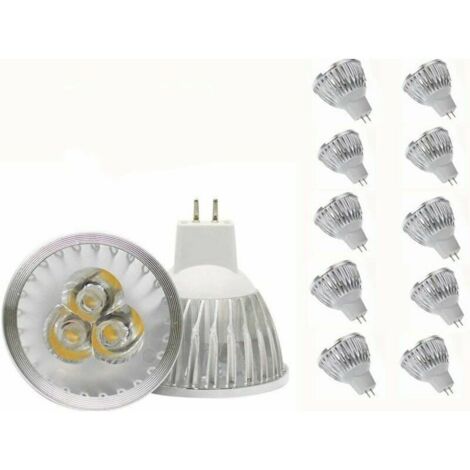 Ampoule LED MR16 Ampoule LED MR16 3W blanc chaud GU5.3 Ampoule LED MR16 12V 3W Ampoule spot LED, adaptée à l'éclairage paysager sur rail encastré, équivalent halogène 20W, 10 packs