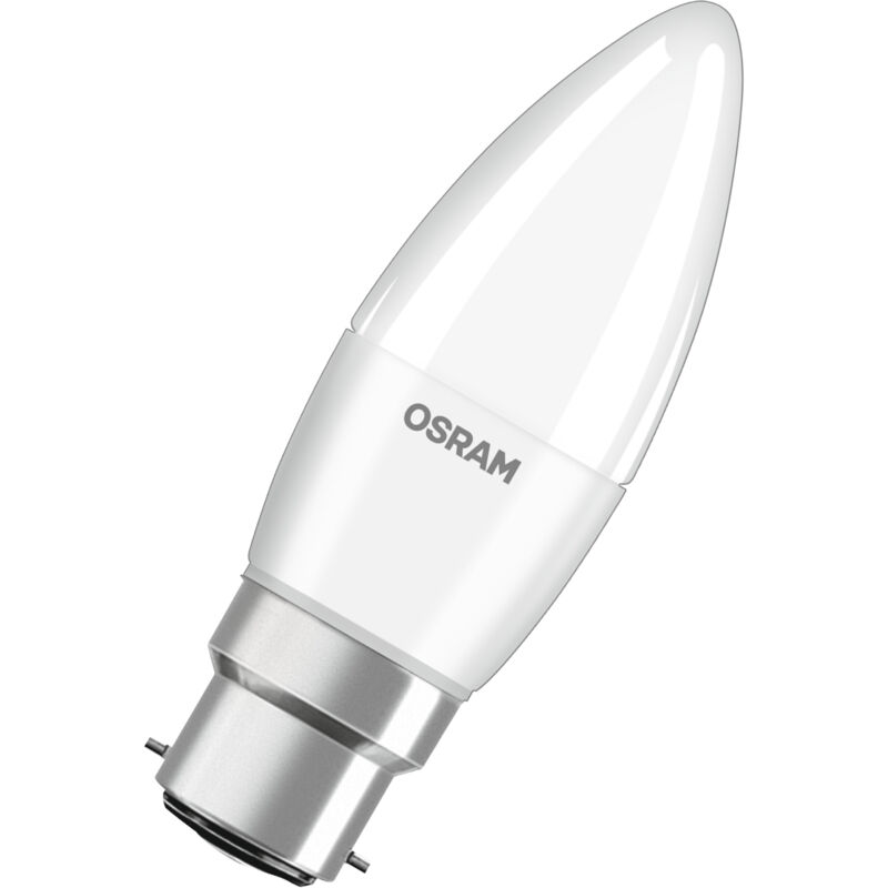 Ampoule led Osram base Forme Flamme 40 w dépolie culot B22d,pack de 3, 4,9W, 470lm, 2700K, lumière blanc chaud, faible dégagement de chaleur, très Ampoule led Osram base Forme Flamme 40 w dépolie culot B22d,pack de 3, 4,9W, 470lm, 2700K, lumière blanc chaud, faible dégagement de chaleur, très
