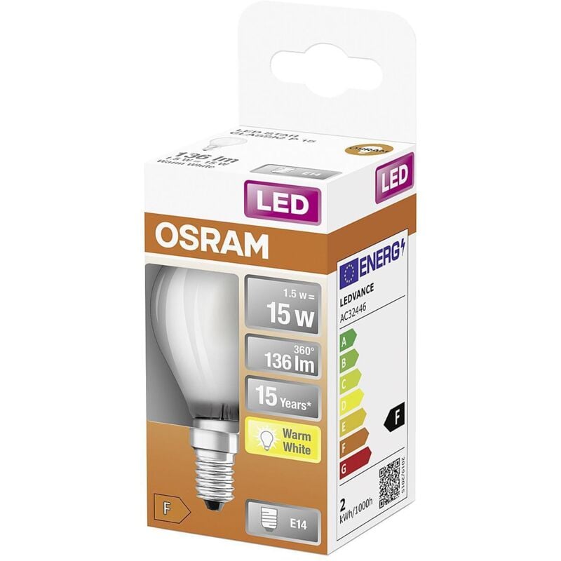 Led Filament Goutte E14 1,5W 136lm 2.700K mat