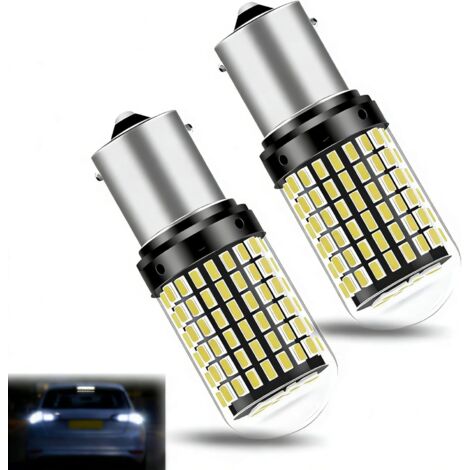 Ampoule LED P21W - 2 Pièces - Aluminium - Blanc Froid 6500K - Feux Arrière Recul - BA15S 12V 24V