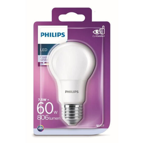 Ampoule led Philips 7,5W globe lumineux blanc naturel 4000K douille E27