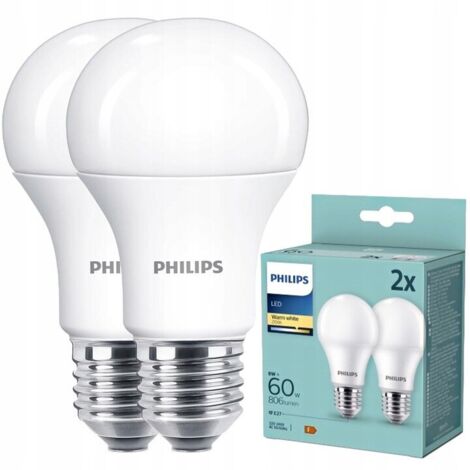Ampoule LED Philips 8W E27 2 pièces.