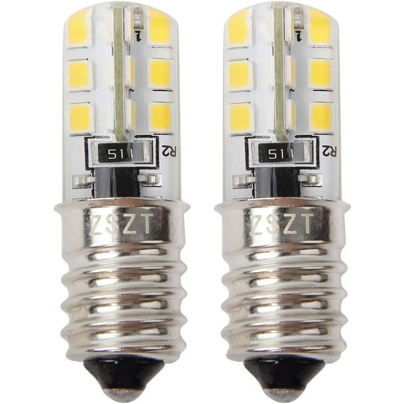 Ampoule LED pour réfrigérateur E14 2W (équivalent halogène 10-25W) Blanc chaud 3000K, 220-240V, étanche - Lot de 2