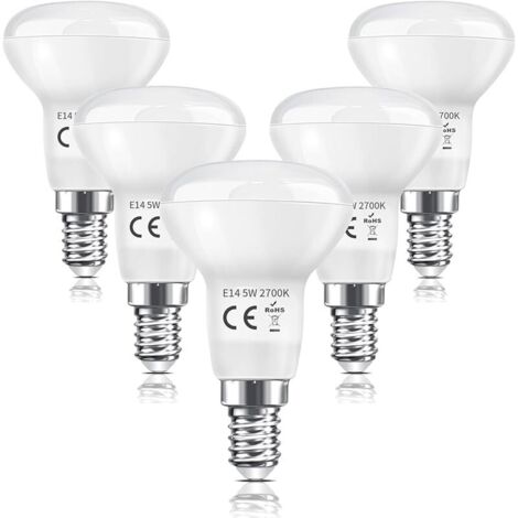 Ampoule LED R50 E14 5W, Ampoule Spot Réflecteur LED E14 Équivalent 40W Incandescence, Blanc Chaud 2700K 475LM, Angle de faisceau 120°, Non Dimmable, Lot de 5