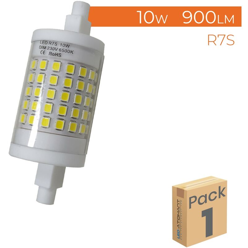 Ampoule LED R7S 10W 78mm 900LM 360º réglable Blanc Chaud 3000K - Lot de 1 U. - Blanc Chaud 3000K