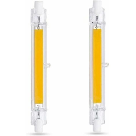 Ampoule LED R7S 118mm 10W BlaChaud 3000K. 1000LM. Équivalent Lampe Halogène R7S J118 80W 100W. Non-dimmable. Ampoule R7S 118mm Slim COB LED pour Applique Murale/Lampadaire. lot de 2 [Classe