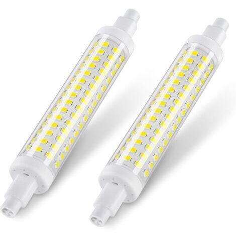 Ampoule LED R7s 118mm, Non-dimmable, Blanc froid 6000K, 10W équivalent 125W lampes halogènes, 1300LM, Culot R7s LED lumière linéaire pour projecteur et applique, 2 Pièces [Classe énergétique E]dengyan