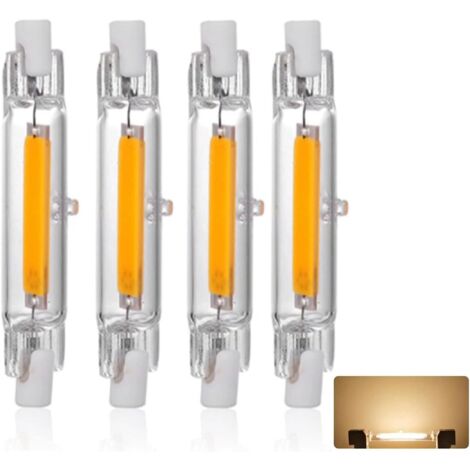 Ampoule LED R7S 78mm 20W Blanc Chaud 3000K, 1500LM, Équivalent Lampe Halogène J78 200W, Dimmable, 360 Degrés Linéaire Ampoule 20W R7S 78mm Slim COB LED, 4PCS