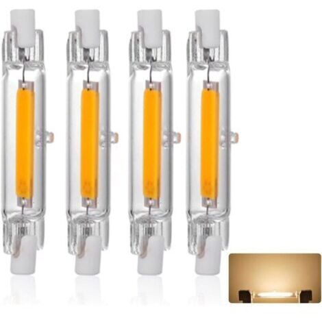 Ampoule LED R7S 78mm 20W Blanc Chaud 3000K, 1500LM, Équivalent Lampe Halogène J78 200W, Dimmable, 360 Degrés Linéaire Ampoule 20W R7S 78mm Slim COB LED, 4PCS