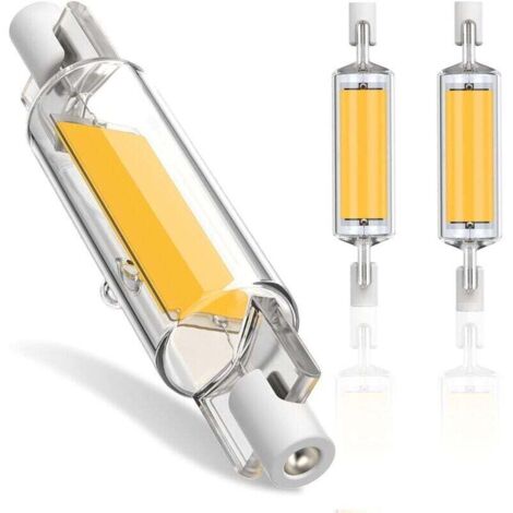 Ampoule LED R7s -Ampoule R7S LED 78mm Dimmable, 10W R7S Ampoules LED COB, R7S LED 78mm Haute Lumière Blanc Froid 6000K, R7S LED Lampe 600LM, éclairage à faisceau 360 °, AC 220-240V, Pack de 2, -