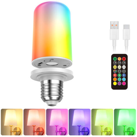 Ampoule LED, rechargeable, à intensité variable, 3 températures de couleur, avec télécommande, culot E27, IP44