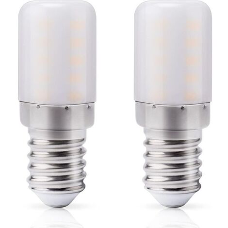 Ampoule LED réfrigérateur E14 2700K 3 W – 300 lm, remplace 30 W halogène, culot petit à vis, pour frigo/hotte/machine à coudre – 2 unités