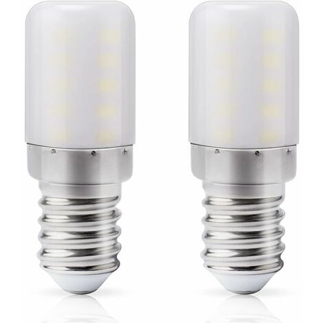 Ampoule LED réfrigérateur E14, Blanc froid 6000K, 3W remplace l'ampoule halogène 30W pour réfrigérateur, 300LM, Petit culot à vis lampe LED pour frigo, hotte, machine à coudre, 2 Unité [Classe énergét