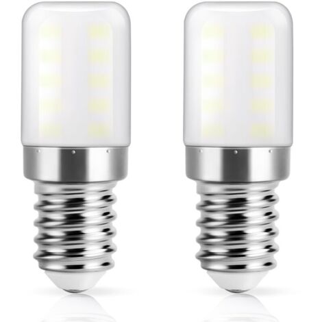 Ampoule LED réfrigérateur E14, Blanc froid 6000K, 3W remplace l'ampoule halogène 30W pour réfrigérateur, 300lm, Petit culot à vis lampe LED pour frigo, hotte, machine à coudre, 2 Unité [Classe énergét