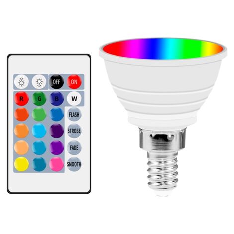 Ampoule LED RGB 16 Couleurs Changement Télécommande E14 85-265V Projecteur Intelligent
