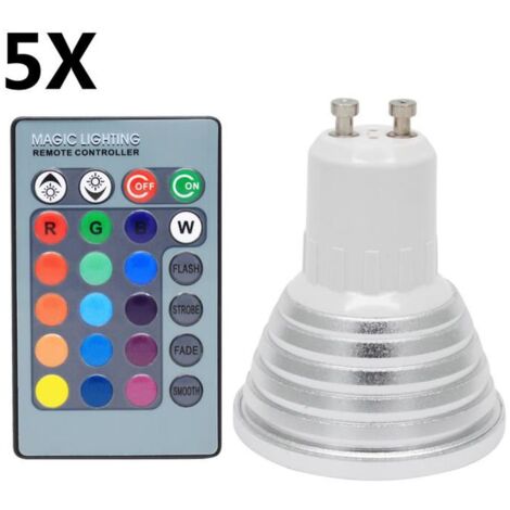Ampoule LED RGB GU10 3W - 16 Couleurs, Télécommande