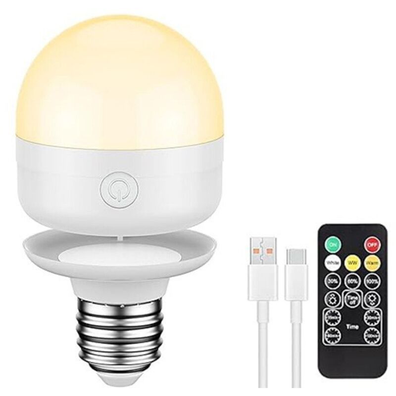Ampoule LED RGB Magnétique à Culot E27, 3 Températures de Lumière, Ampoule Rechargeable avec Télécommande