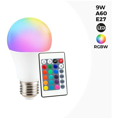 Ampoule LED RGBW A60 E27 9W avec télécommande