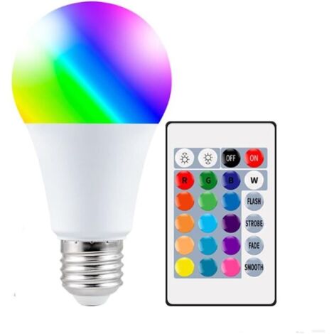 Ampoule LED RGBW E27 15 W à changement de couleur avec télécommande infrarouge pour éclairage domestique, scène, fête, ambiance lumineuse décorative