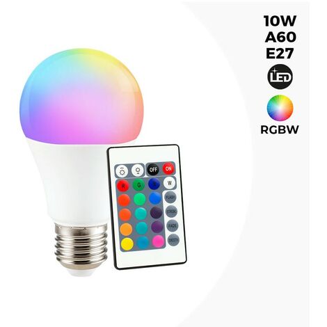 Ampoule LED RGBWW A60 E27 10W avec télécommande
