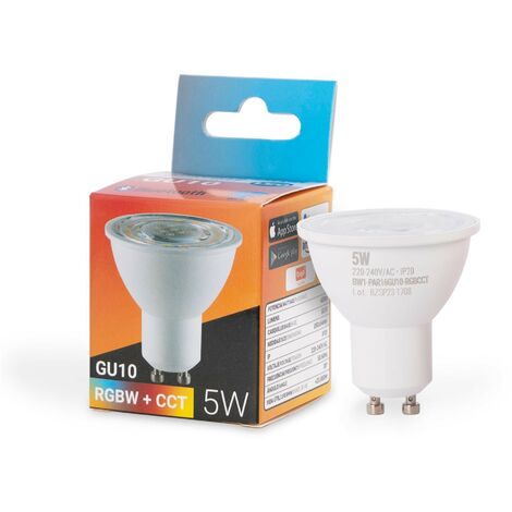 Ampoule LED Smart WIFI GU10 - RGBW + CCT - 5W - Blanc Chaud