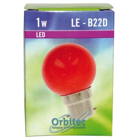 Ampoule Led SMD - 1W - 30lm - Rouge - B22 - 180625 - Orbitec