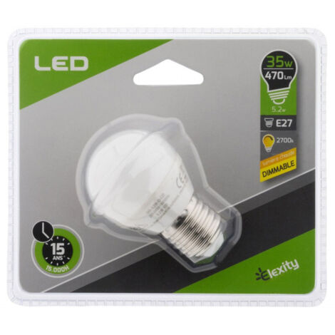 Ampoule LED sphérique E27 5,2W - Blanc chaud - 470lm 2700K  - Zenitech