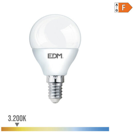 Ampoule LED Sphérique EDM E14 7W 600lm 3200K Lumière Chaude Ø4,5x8,2cm