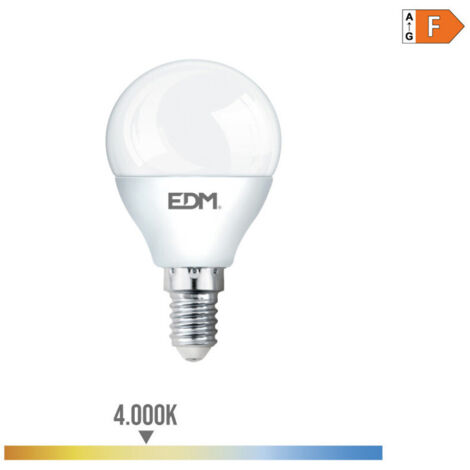 Ampoule LED Sphérique EDM E14 7W 600lm 4000K Lumière du Jour Ø4,5x8cm