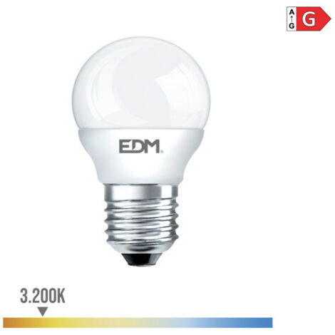 Ampoule LED Sphérique EDM E27 5W 400lm 3200K Lumière Chaude Ø4,5x8cm