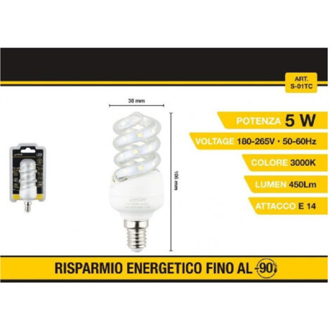 Ampoule Led Spirale E14 5 W Blanc Froid Lumière Naturelle Chaude 28d S-01t