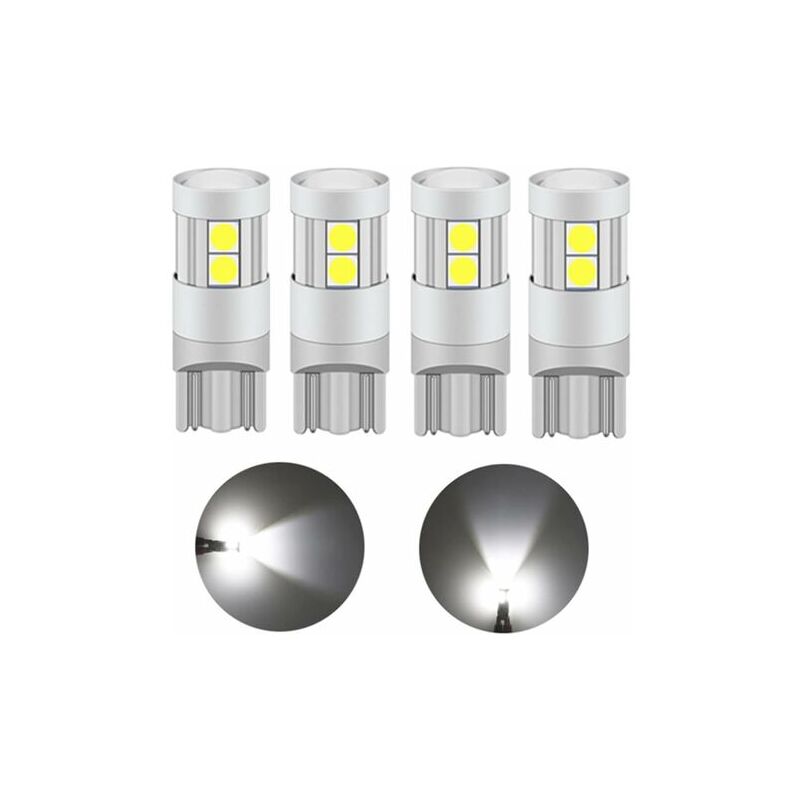Ampoule LED T10 W5W 9SMD, 12V 24V Blanc avec lentille projecteur (10Pcs)