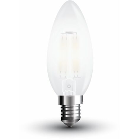 Ampoule LED V-TAC E14 4 W 100 lm/W, filament bougie, satin, blanc froid