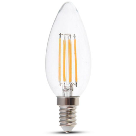 Ampoule LED V-TAC E14 4 W à filament bougie, blanc chaud, intensité variable