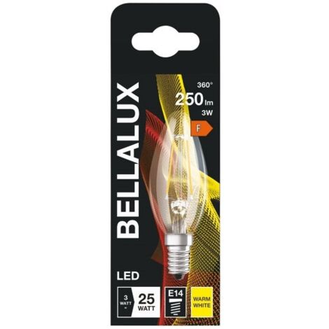 Ampoule LED verre transparent flamme E14, 2.5W, blanc chaud.