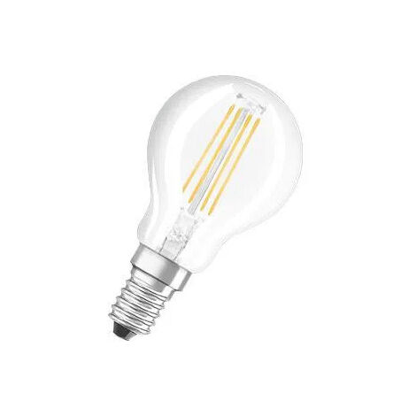 Ampoule LED verre transparent sphère E14, 4W, blanc froid.