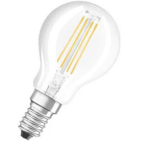 Ampoule LED verre transparent sphère E14, 4W, blanc froid.