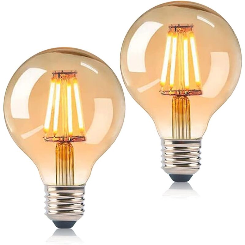 Galozzoit - Ampoule led vintage E27,Edison ampoule rétro led ampoule 6 w Edison Vintage G80 Ampoule décorative Blanc chaud Idéal pour éclairage