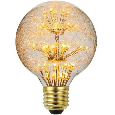Ampoule LED vintage RGB feu d'artifice Edison ampoule G80 3 W 220/240 V E27 ampoule décorative (feu d'artifice en fibre de verre G80)