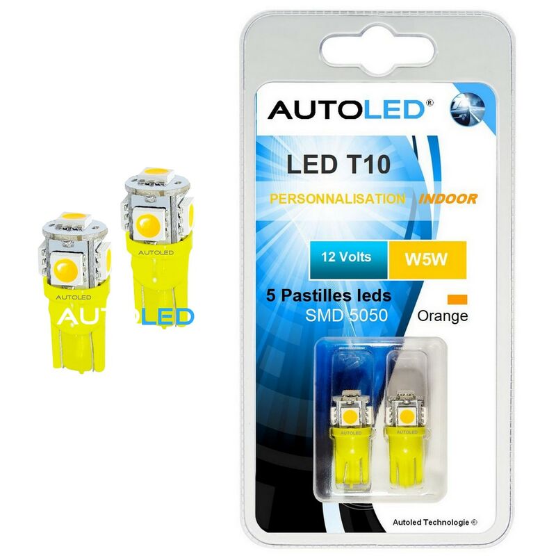 Autoled - Ampoule led W5W Orange / led T10 Orange / 5 leds ®
