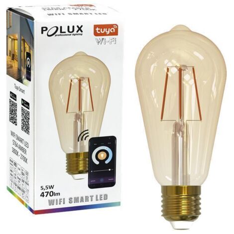 Ampoule LED WiFi Tuya E27 ambre 5,5W 470lm 1800K-2700K