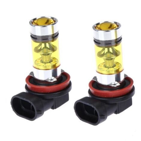 Ampoule LED X 100 W H8 H11 jaune antibrouillard 2828 20 LED, lumière jaune doré