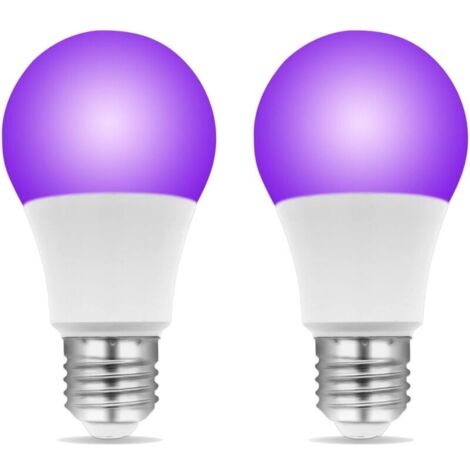 Ampoule Lumière Noire E27 LED 9W, UVA 385-400nm, Lumiere Noire Soiree Fluo, AC 85-265V, Lumière pour Fete Fluorescente Soirées Halloween Party, lot de 2