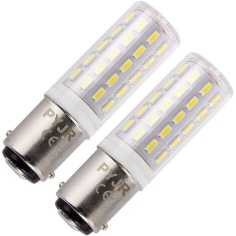 Ampoule Machine a Coudre B15, 5W AC 220V, PYJR Ba15d Sbc Double Connect Baïonnette, 45W Lampe Halogène équivalent, Blanc Froid 6000K, Pour Réfrigérateur / Machine à Coudre/ Lampe de Table. (Lot de 2)